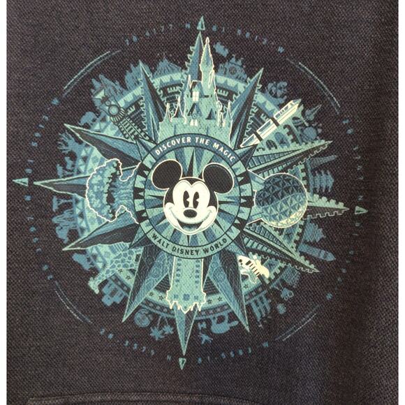 Disney World Parks Sweatshirt Adult XL Navy Blue Waffle Type Knit Compass Mickey - Picture 7 of 16